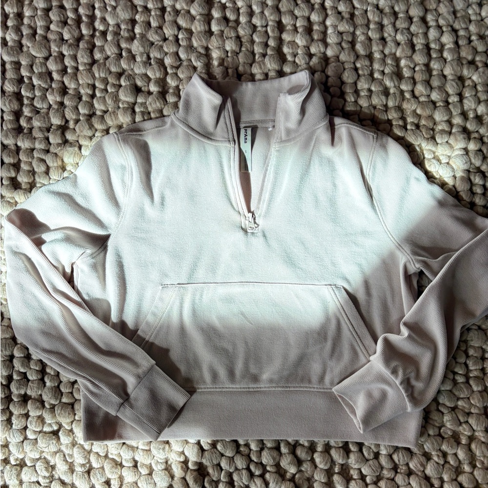 PrAna Women’s Cream Half-Zip Pullover Sweater Soft Ribbed Size S